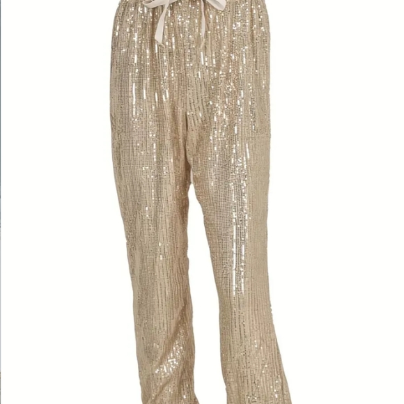 Women's Champagne Sequin Joggers sz medium - Picture 6 of 9